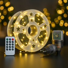 Гірлянда Роса 120м 1200 LED теплий жовтий + пульт, мідний зелений провід Вулична 