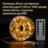 Гірлянда Роса 100 м/1000 Mini-LED, тепле світло, USB + пульт