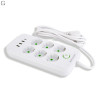 Підовжувач мережевий ТК-5 F06u 3м 6 розеток + 3USB + 1 Type-C, 2500Вт, білий, із захистом та кріпленням