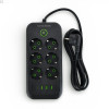 Удлинитель сетевой ТК-5 F06u 3м 6 розеток + 3USB + 1 Type-C, 2500Вт, черный, с защитой и креплением