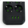 Удлинитель сетевой ТК-5 F06u 3м 6 розеток + 3USB + 1 Type-C, 2500Вт, черный, с защитой и креплением