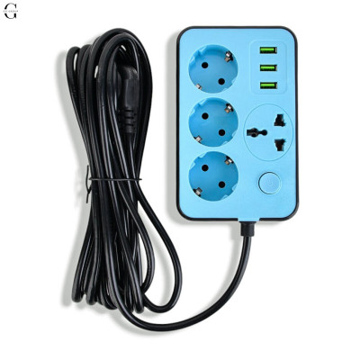 Сітковий фільтр Подовжувач з USB Тк-4 (4×220В+3×USB, Чорний 5m №0