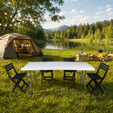 Кемпінговий комплект Travel Table Set — складний стіл HDPE 180 см та 4 туристичні крісла.