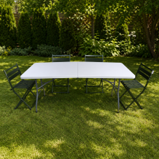 Кемпинговый комплект Travel Table Set – складной стол HDPE 180 см и 4 туристических кресла.