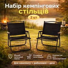 Набір складних кемпінгових стільців Outdoor Relax Pro — 2 туристичні стільці для риболовлі та відпочинку