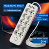 Мережевий фільтр Подовжувач USB ТК-15 (10×220В+4×USB+1×Type-C), F26u, Білий, 5 м