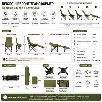 Сложное туристическое кресло-паук Compact Outdoor Chair 100 кг с черным чехлом. №0