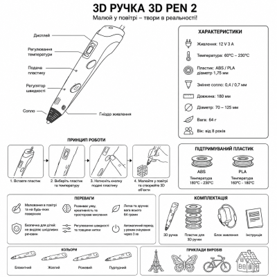 3D-РУЧКА ДЛЯ ДИТЕЙ 3D PEN2 №0