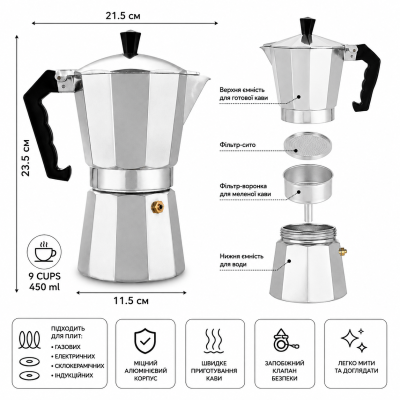 Гейзерная кофеварка на 9 чашек Benson BN-157 №0