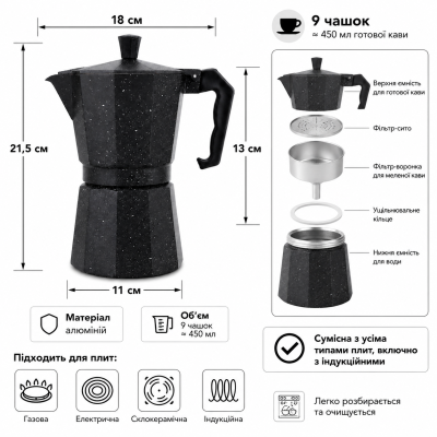 Гейзерная кофеварка на 9 чашек Benson BN-160 №0