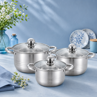 Набор кастрюль Benson BN-205 (ёмкость 2,1 л, 2,9 л, 3,9 л) №0