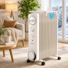 Масляний електричний обігрівач Airmate HU1339 2200 Вт із термостатом, 3 режимами потужності та сушаркою