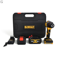 Шуруповерт DeWALT 24V Безщітковий + 2 АКБ 10Ah + Металевий патрон + Набір інструментів 