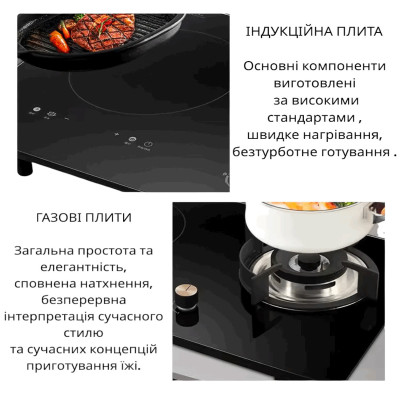 Індукційна та газова плита YOTECH 2 конфорки, настільна/врізна, склокераміка + нержавійка №1