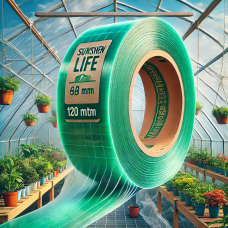 Скотч для теплиць Sunshine Life 9 см х 120 м, 54 мкм, прозорий зелений.