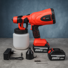 Акумуляторний фарбопульт TIANHU TOOLS 288V з 2 АКБ 3500 мА·г, бак 800 мл, регулювання розпилення