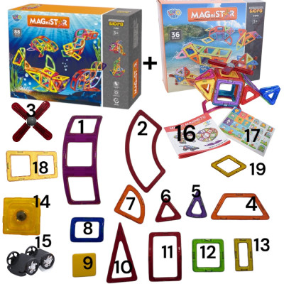 Магнітний конструктор на 124 різноманітних  деталій Magnit/Magical/LIMO TOY №1