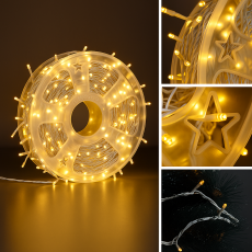 Гирлянда LED 50м 500 LED желтая, с контроллером, каждый 100-й диод белый