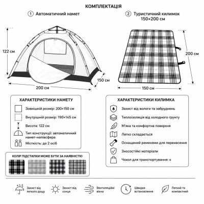 Кемпинговый набор 2 в 1: коврик. №0