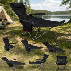 Сложное туристическое кресло-паук Compact Outdoor Chair 100 кг с черным чехлом.