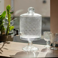 Лимонадниця Lace 4,5 л з краном і кришкою, скляний диспенсер для напоїв