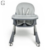 Стульчик для кормления BAMBI M 5722 Gray, регулируемый, съемный столик, 5-точечный ремень, колеса, экокожа