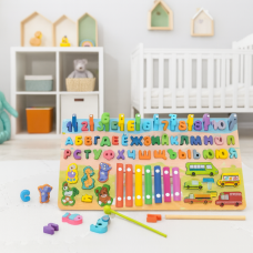 Дерев'яний розвиваючий центр TREE TOYS MD1695-RU: ксилофон, сортери, рибальство, 10 рибок
