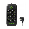 Удлинитель сетевой Тк-8 5 м (6×220В+4×USB+1×Type-C), F06u 2500Вт, черный, с защитой и настенным креплением