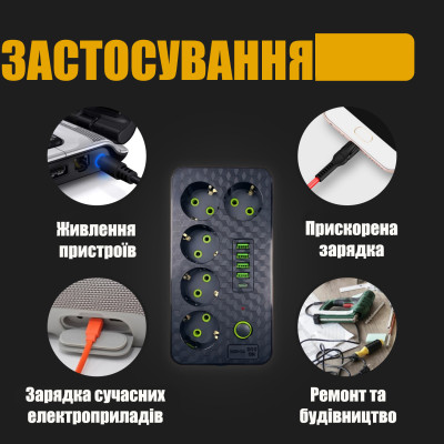 Мережевий фільтр Подовжувач з USB / Переноска-розетка 2500Вт, 3м, HG-2505 №5