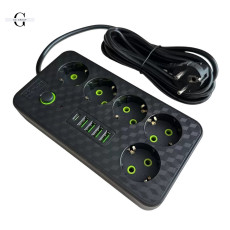 Мережевий фільтр Подовжувач з USB / Переноска-розетка 2500Вт, 3м, HG-2505