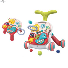 Детская каталка-ходунки 3в1 с баскетбольным кольцом, игровым столиком, музыкальным пианино и развивающими элементами, модель 66548-66549
