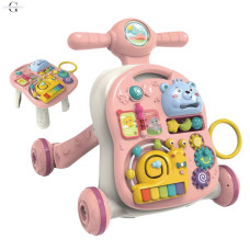 Детская каталка-ходунки 3в1 с баскетбольным кольцом, игровым столиком, музыкальным пианино, световыми эффектами и развивающими элементами, модель 962-964-965