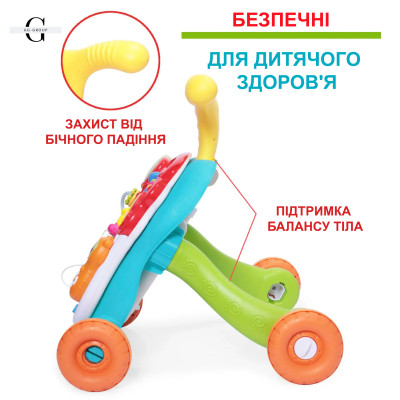 Детская каталка-ходунки 2 в 1 Limo Toy M 5473 AB – игровой столик с бизибордом, музыкальное пианино, телефон, сортер, развивающие элементы №2
