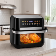 Аэрофритюрница Hoffmans HM-792 15L 2400W с 12 программами, тефлоновым покрытием и сенсорным управлением.