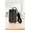 Подовжувач електричний (3×220В+3×USB+1×Type-C), QL-1074U, Чорний 2m