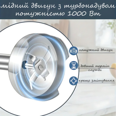 Блендер Hoffmans HM-8047 5-в-1 1000 Вт с 20 скоростями и насадками для измельчения и смешивания. №3