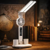 Складная настольная LED лампа с вентилятором, часами и дисплеем, сенсорная, регулировка яркости, органайзер.