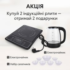 Индукционная плита кнопочная 1000/2000 W — при покупке 2 плит вы получаете 2 подарка