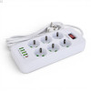 Підовжувач мережевий ТК-5 F06u 3м 6 розеток + 3USB + 1 Type-C, 2500Вт, білий, із захистом та кріпленням