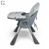 Стульчик для кормления BAMBI M 5722 Gray, регулируемый, съемный столик, 5-точечный ремень, колеса, экокожа