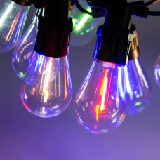 Уличная гирлянда в стиле ретро светодиодная мультиколор S14 на 10 LED ламп длиной 5 метров