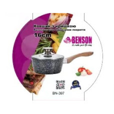 Ковшик с крышкой Benson BN-397 Ø16см, ручка soft touch