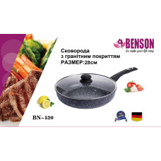 Сковорода с крышкой с антипригарным гранитным покрытием Benson BN-520 (28*8см)