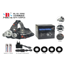 Налобный фонарик X-BAIL RJ-3000-T6 Boriut Адаптор 220v/12v/2-аккумулятора ((HEAD TORCH))