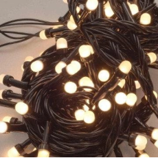 Гірлянда Куля матова 300 ламп Провід силікон чорний Теплий білий