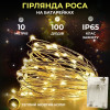 Гірлянда Роса на батарейках 10 метрів 100 ламп Теплий білий