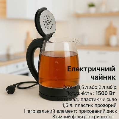 Чайник електричний + 6 чашок №1