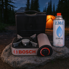 Портативна міні туристична газова плита BOSCH з кейсом та балоном 25×17×8 см