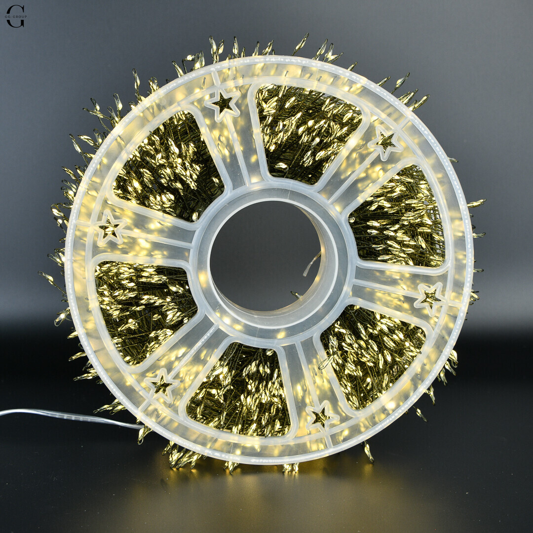 Гірлянда Роса Мішура 60м 1800 LED на зеленому медному дроті з пультом IP44/IP65 вулична