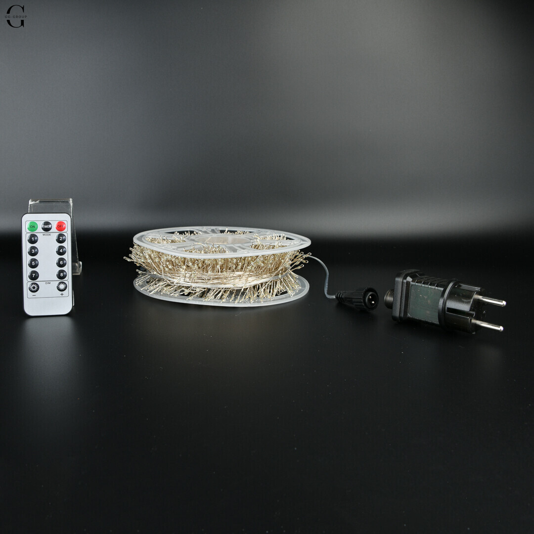 Гірлянда РОСА  Мішура 100м 2000 LED на мідному дроті з пультом IP44/IP65 вулична